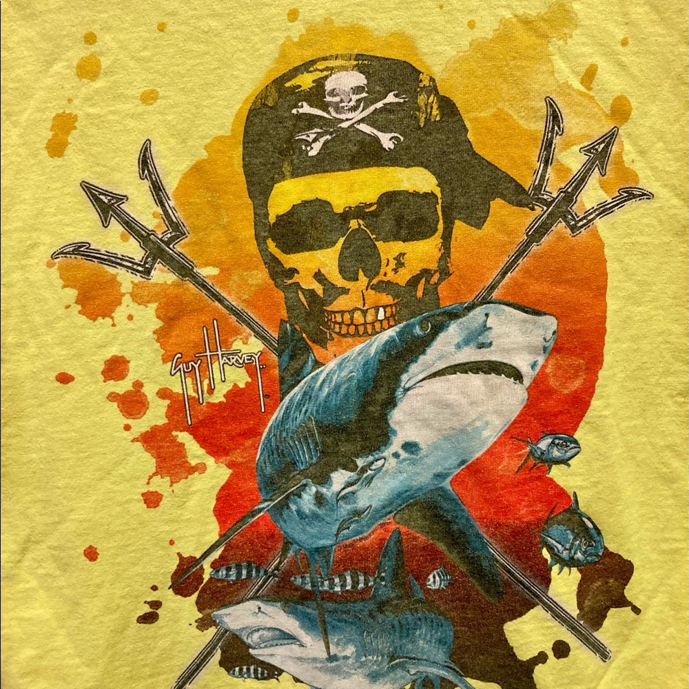 Vintage Guy Harvey Pacifico Bluewater Unisex T- Shirt Neon Yellow xl Petite